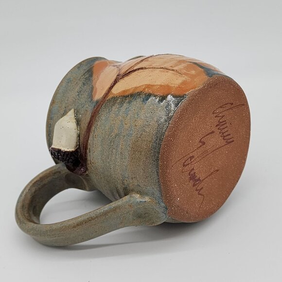 Studio Art Pottery Stoneware Creamer Speckled Acorn Leaf 3.75" Tall 1970s VTG - Picture 6 of 7